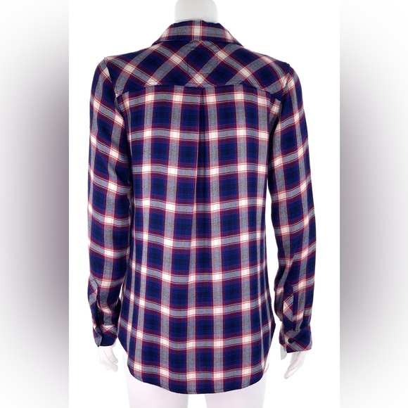 RAILS Hunter Plaid Cobalt Ruby Shirt Americana Red White Blue Button Front - Picture 6 of 15
